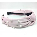 PINK VELVET BEAD WIDE KNOT ALICE BAND