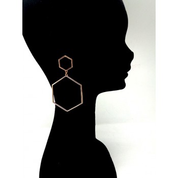 Gold Hex Statement Earrings
