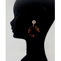 Brown Leopard Print Acrylic Drop Earrings