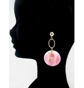 Acrylic Round Pink Drop Earrings 