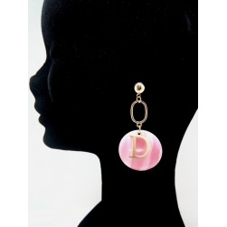 Acrylic Round Pink Drop Earrings 
