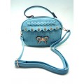 Light Blue Double Zipped Cross Body Bag