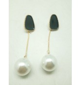 Black Stud with single String Dangling Earrings 