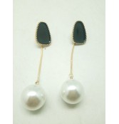 Black Stud with single String Dangling Earrings 