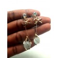 Gold pearl Drop Earrings with Gold Ribbon