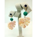 Peach Leaf Shaped Acrylic Earrings