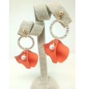 Red Flower Drop Earrings