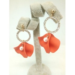 Red Flower Drop Earrings