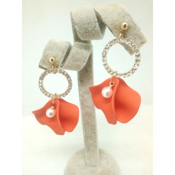 Red Flower Drop Earrings