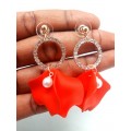 Red Flower Drop Earrings