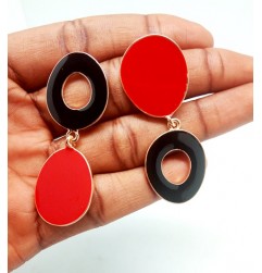 Black and Red Drop Earrings