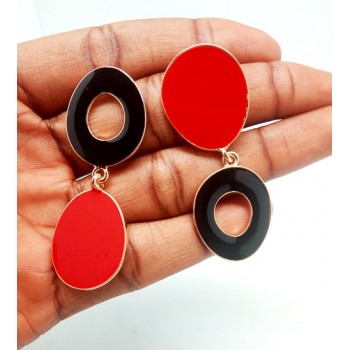 Black and Red Drop Earrings