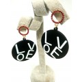 Black Round Earrings with Love 