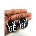 Black Round Earrings with Love 