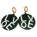 Black Round Earrings with Love 