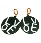 Black Round Earrings with Love 