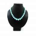 Turquoise Knotted Glass Pearl Necklace